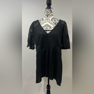 Torrid, black lace blouse, size: 1X